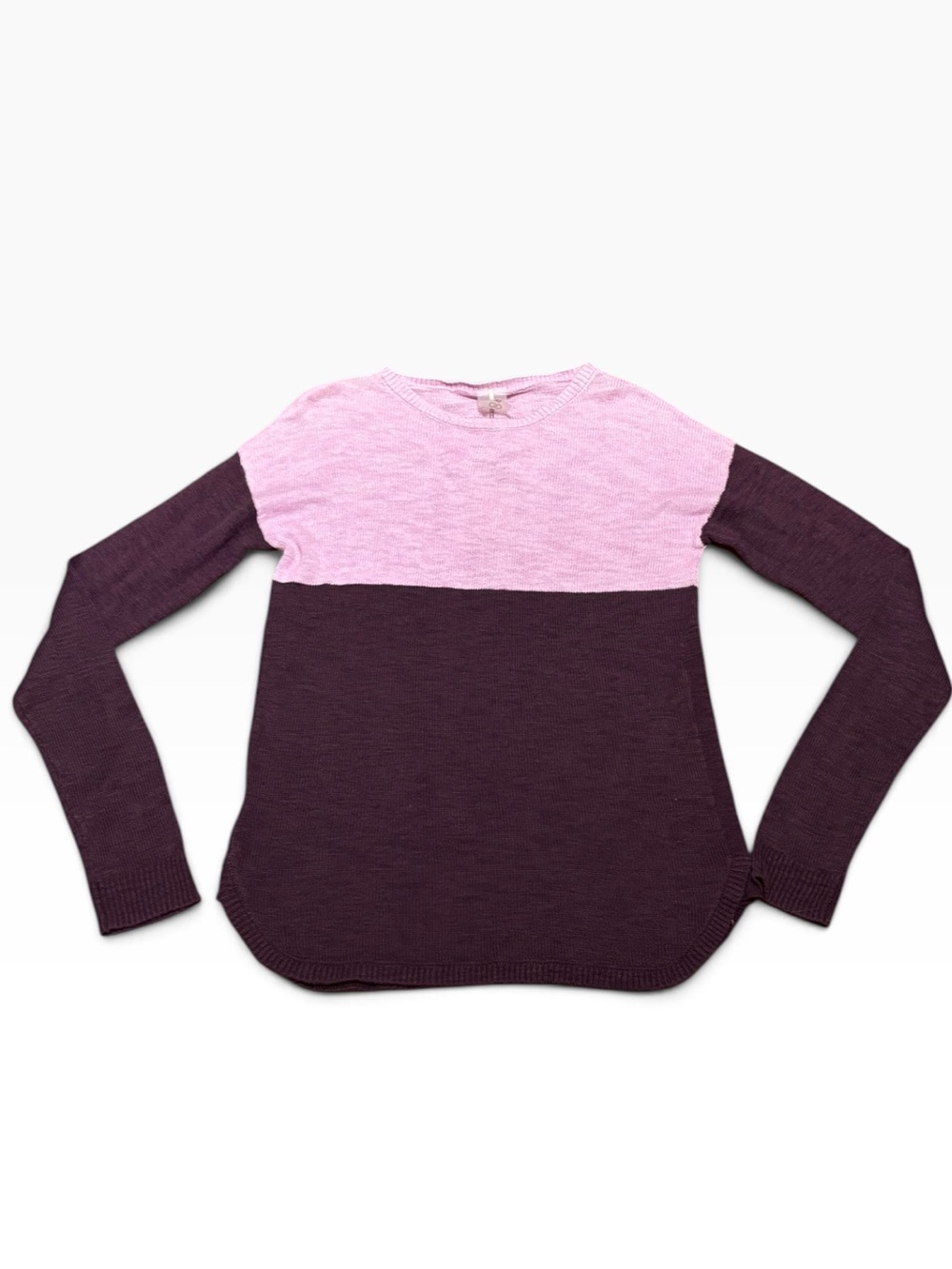 CALIA by Carrie Underwood Women’s' Purple and Plum Colorblock Knit Sweater, XS